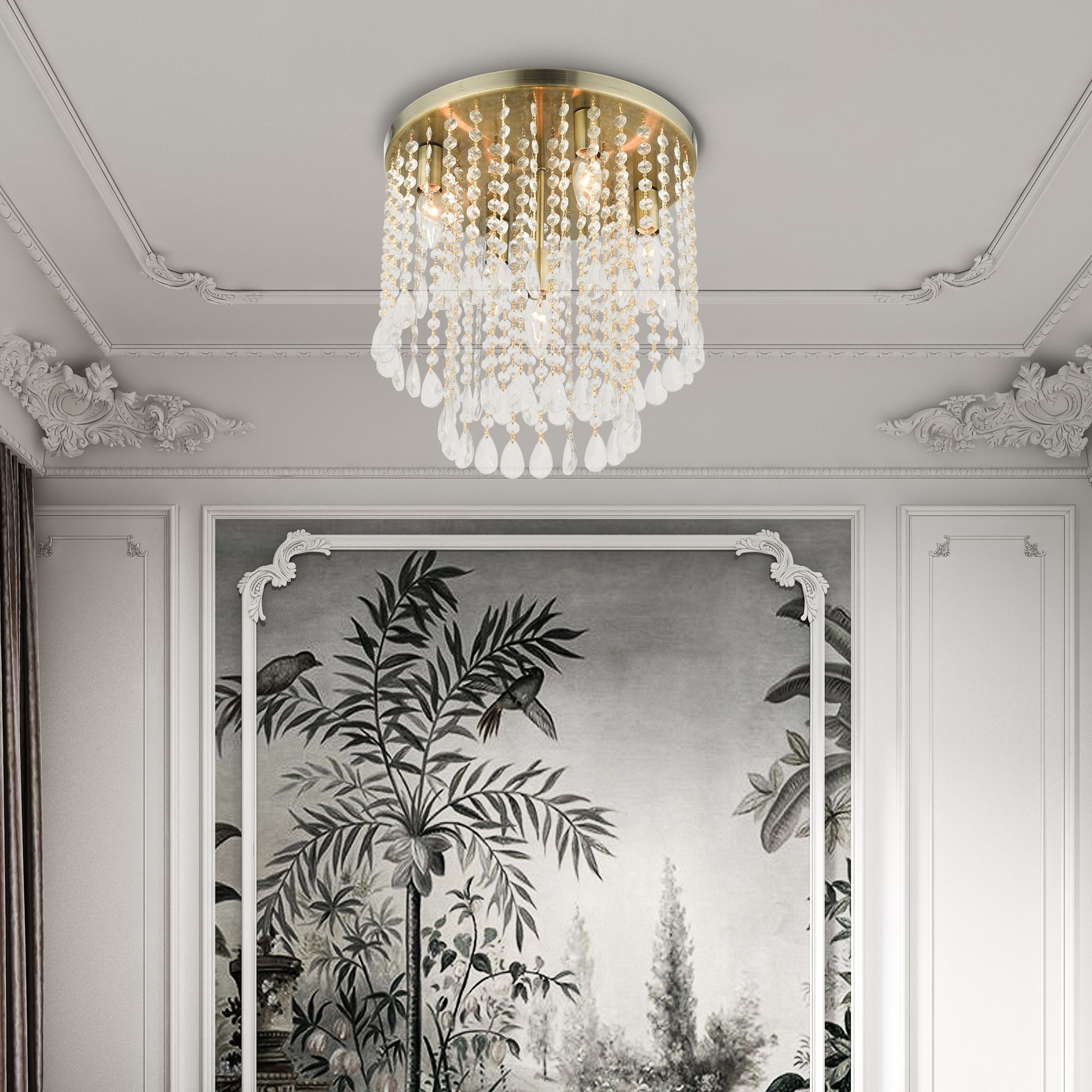 Livex Elizabeth 13 3/4"W Antique Brass 5-Light Ceiling Light