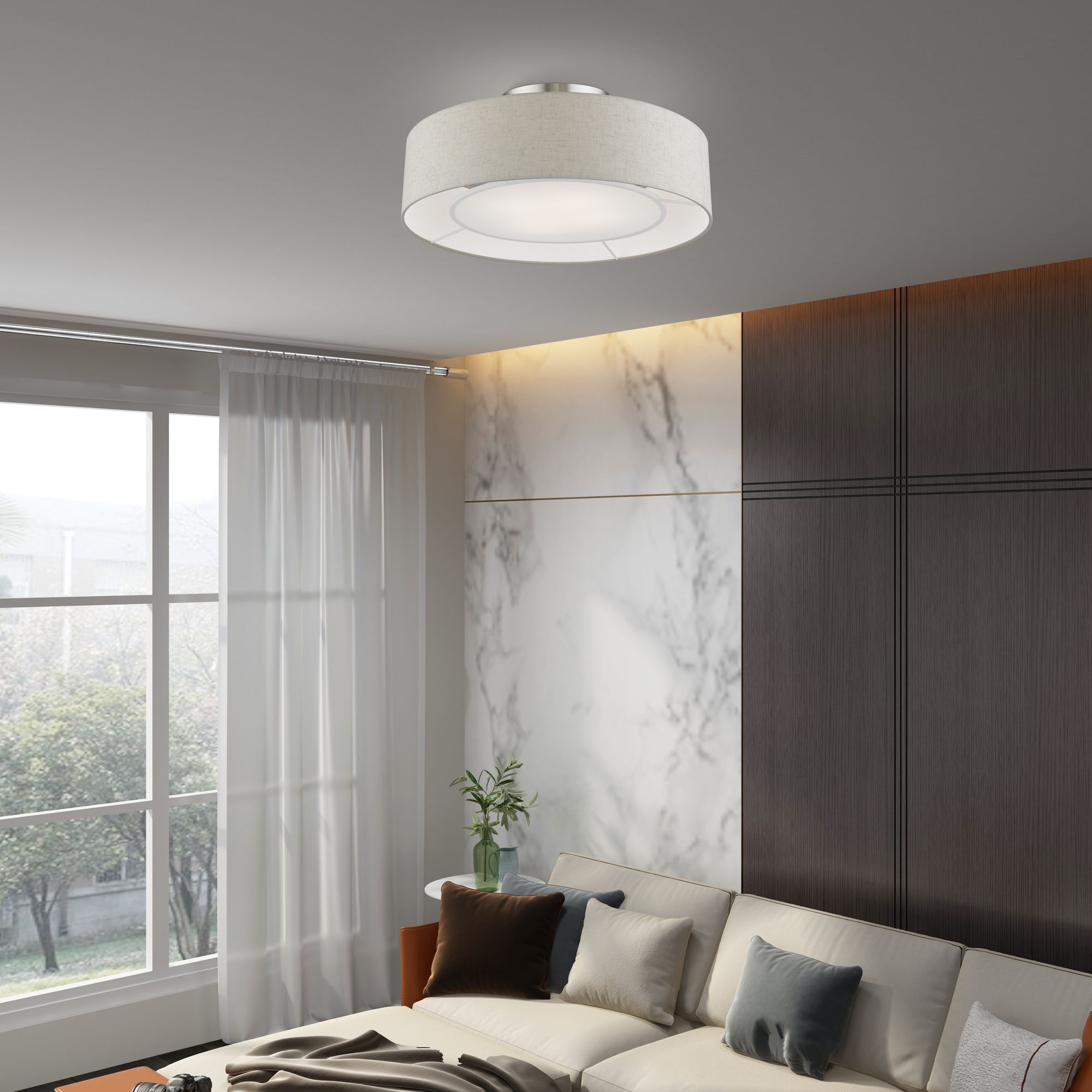 Livex Ellsworth 21" 4-Light Silver and Gray Semi-Flush Ceiling Light in scene