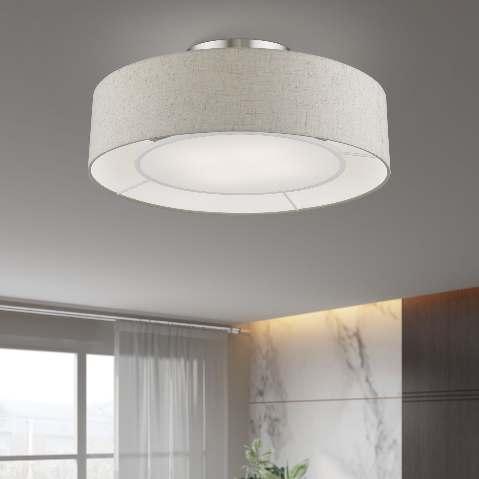 Livex Ellsworth 21" 4-Light Silver and Gray Semi-Flush Ceiling Light in scene