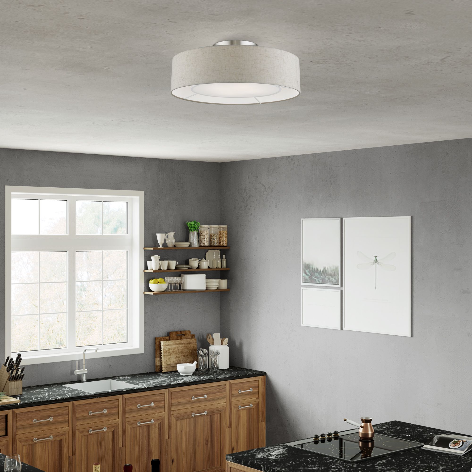 Livex Ellsworth 21" 4-Light Silver and Gray Semi-Flush Ceiling Light in scene