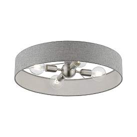 Image3 of Livex Elmhurst 22" Wide 4-Light Nickel Gray Shade Drum Ceiling Light more views