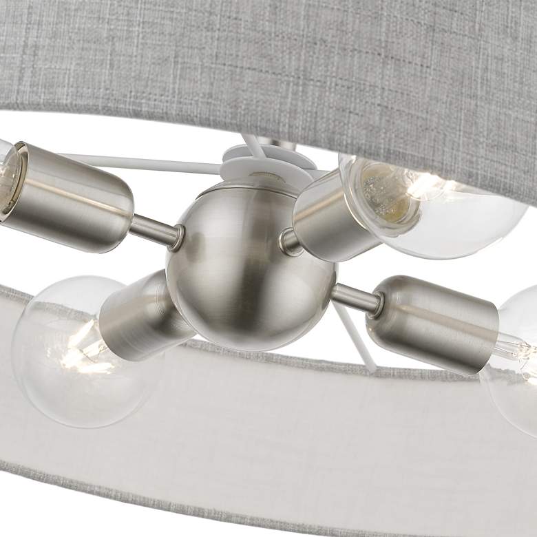 Image 6 Livex Elmhurst 22" Wide 4-Light Nickel Gray Shade Drum Ceiling Light more views