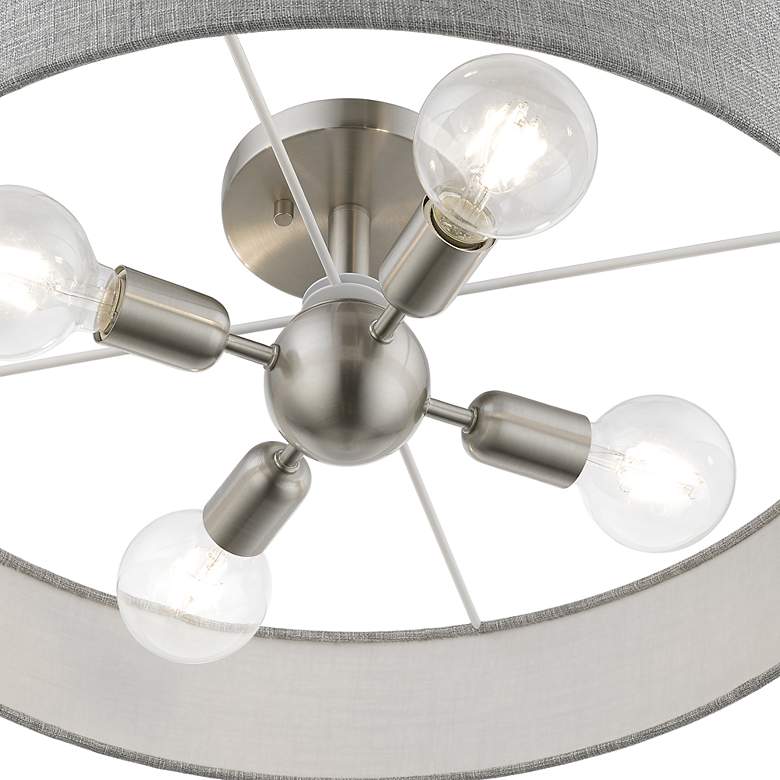 Image 7 Livex Elmhurst 22" Wide 4-Light Nickel Gray Shade Drum Ceiling Light more views
