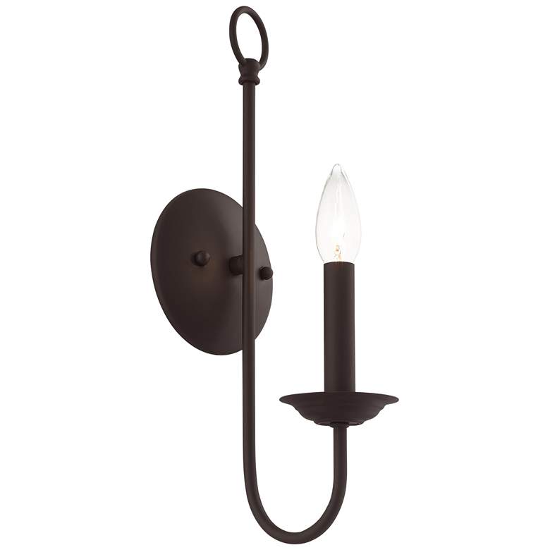 Image 1 Livex Estate 16" High Traditional Candlestick Style Bronze Wall Sconce
