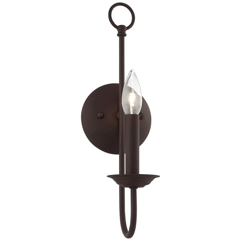 Image 5 Livex Estate 16" High Traditional Candlestick Style Bronze Wall Sconce more views