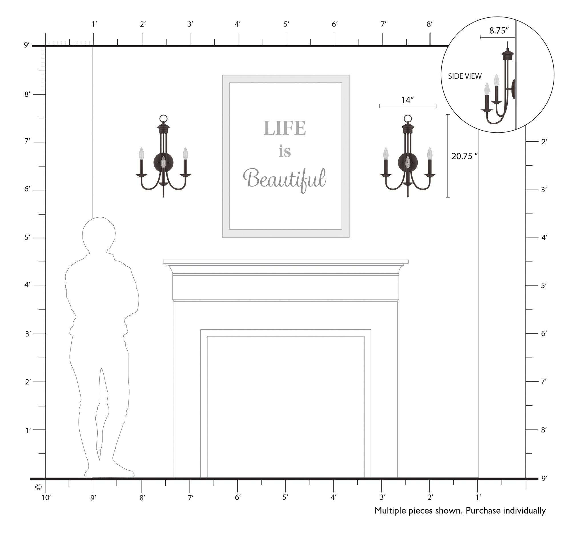 Livex Estate 20 3/4" High Bronze 3-Light Wall Sconce