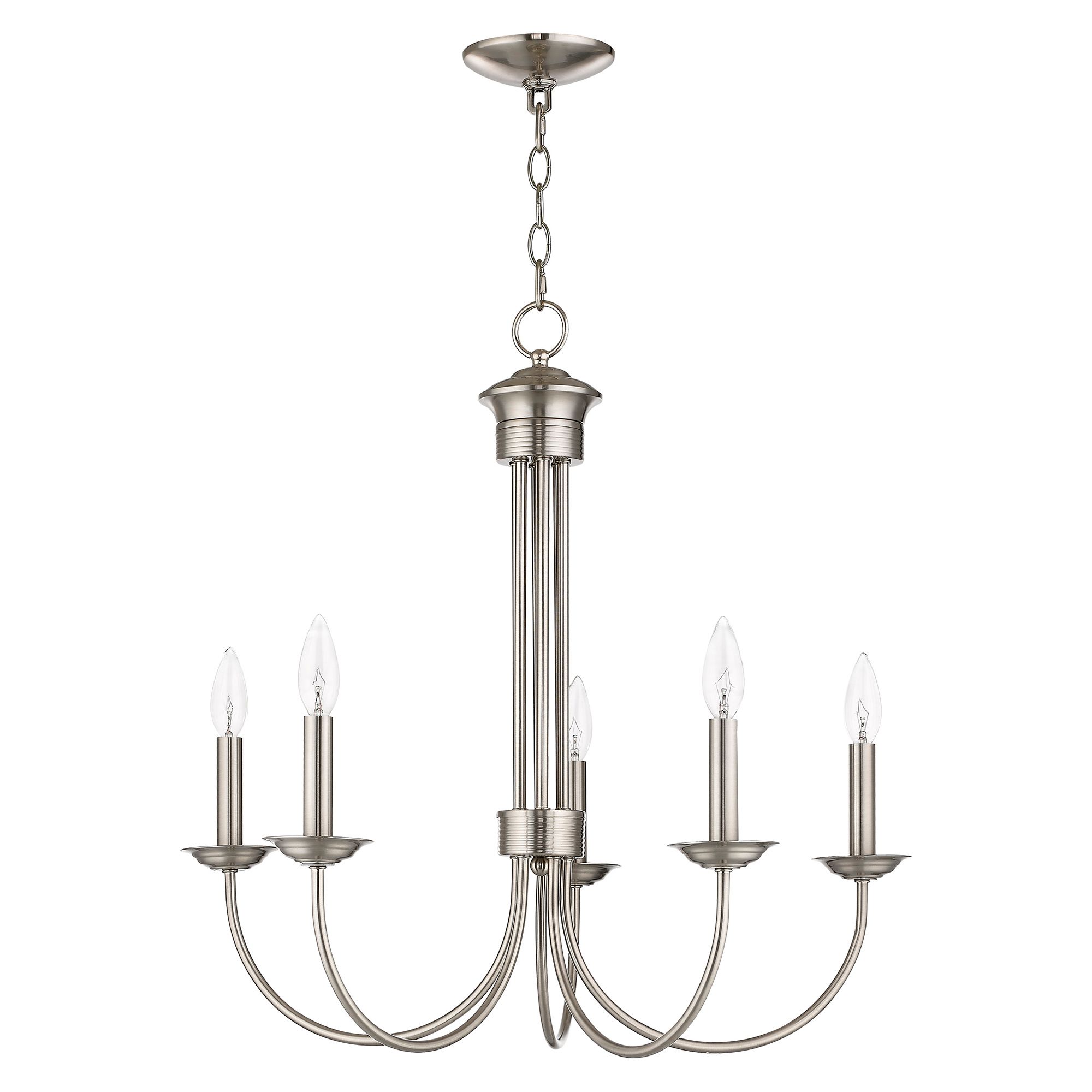 Image 3 Livex Estate 25" Wide Brushed Nickel 5-Light Chandelier more views