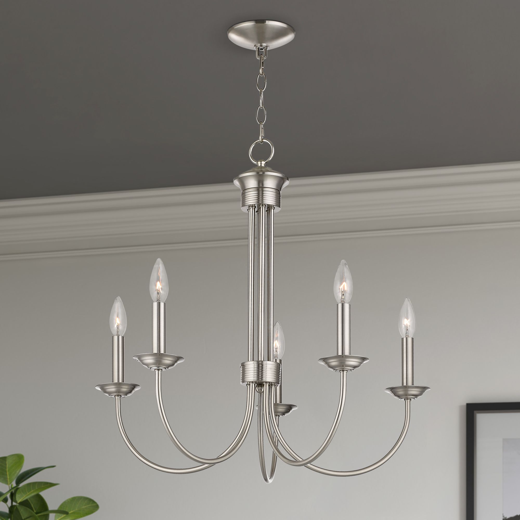 Livex Estate 25" Wide Brushed Nickel 5-Light Chandelier