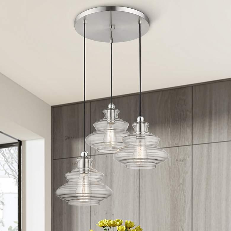 Image 1 Livex Everett 20" Wide Brushed Nickel Multi-Light Pendant