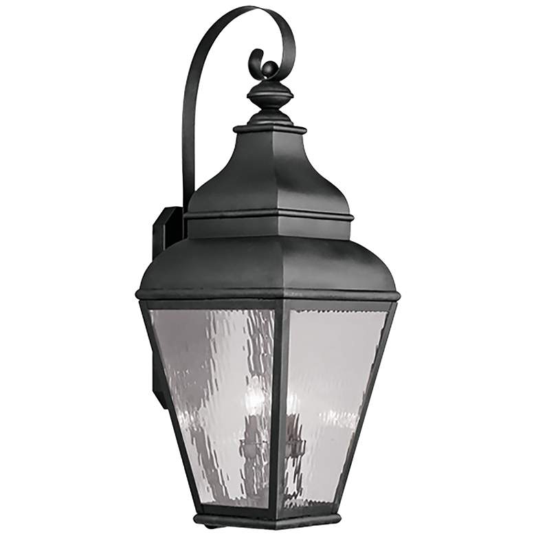 Image 1 Livex Exeter 38" High Black and Water Glass Traditional Outdoor Light