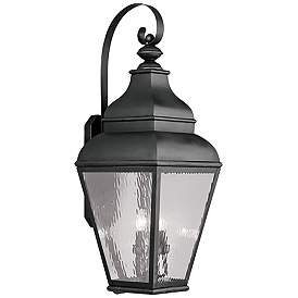 Image1 of Livex Exeter 38" High Black and Water Glass Traditional Outdoor Light