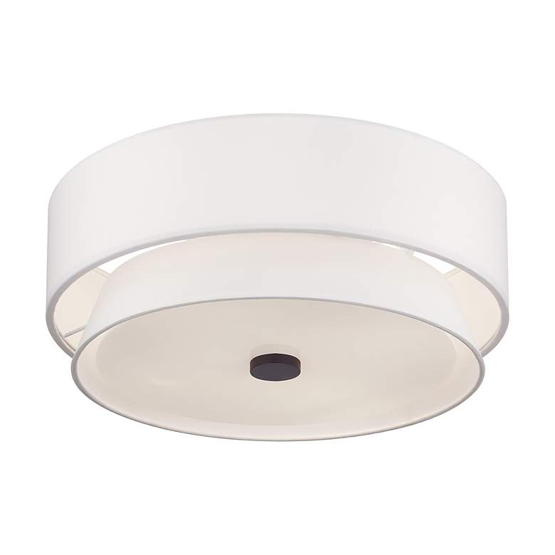 Image 4 Livex Fontana 18" 4-Light Bronze Off-White Double Drum Ceiling Light more views