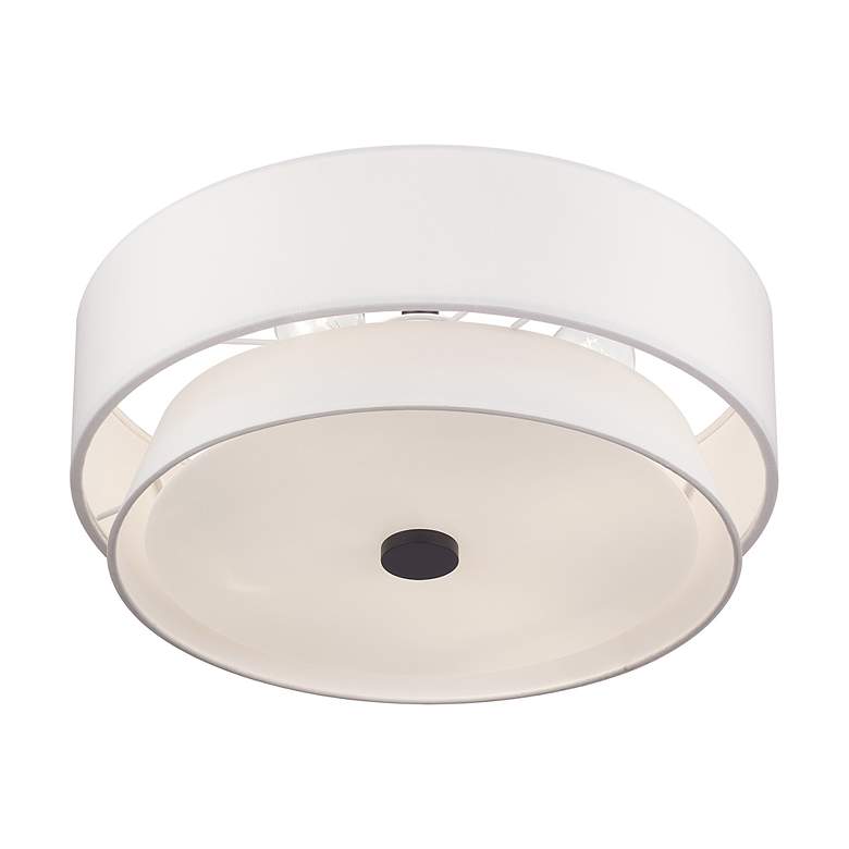 Image 5 Livex Fontana 18" 4-Light Bronze Off-White Double Drum Ceiling Light more views
