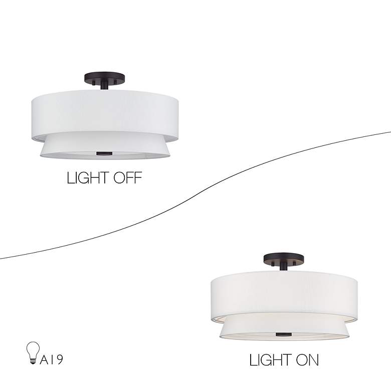 Image 7 Livex Fontana 18" 4-Light Bronze Off-White Double Drum Ceiling Light more views
