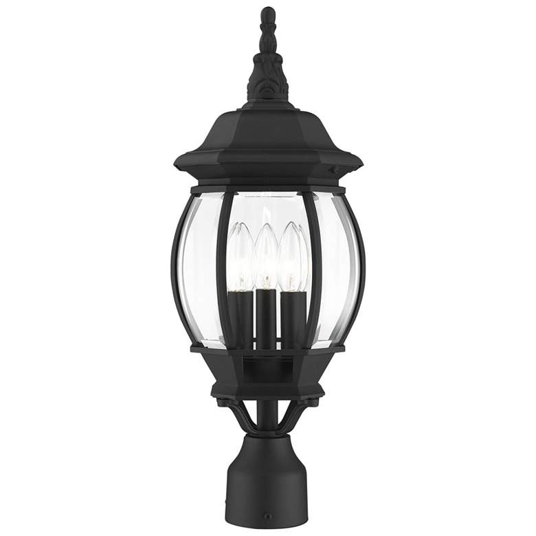 Image 1 Livex Frontenac 21" High Textured Black Lantern Outdoor Post Light