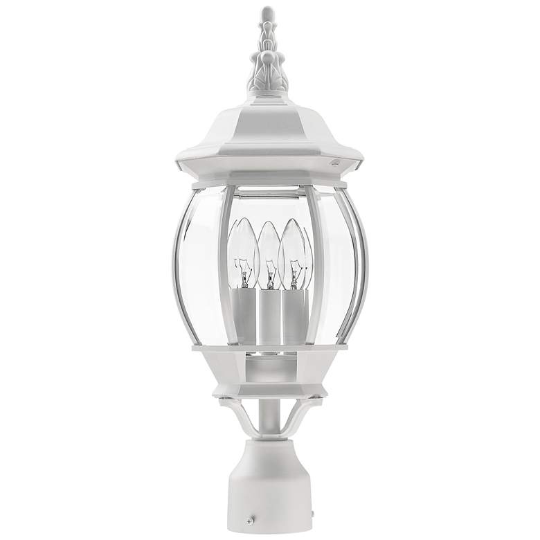 Image 1 Livex Frontenac 21" High Textured White Lantern Outdoor Post Light
