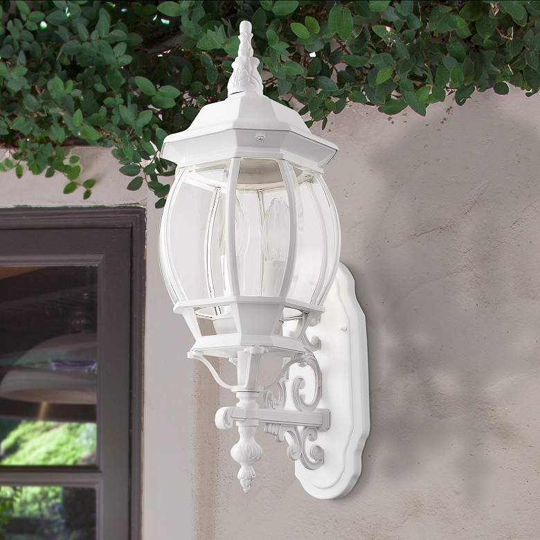 Image 1 Livex Frontenac 23" High White Upward Lantern Outdoor Wall Light