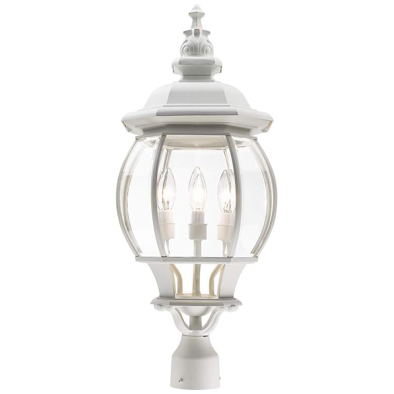 Image 1 Livex Frontenac 27 1/2" Textured White Lantern Outdoor Post Light