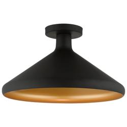 Livex Geneva 15 1/4" Wide Modern Black Semi-Flush Mount Ceiling Light