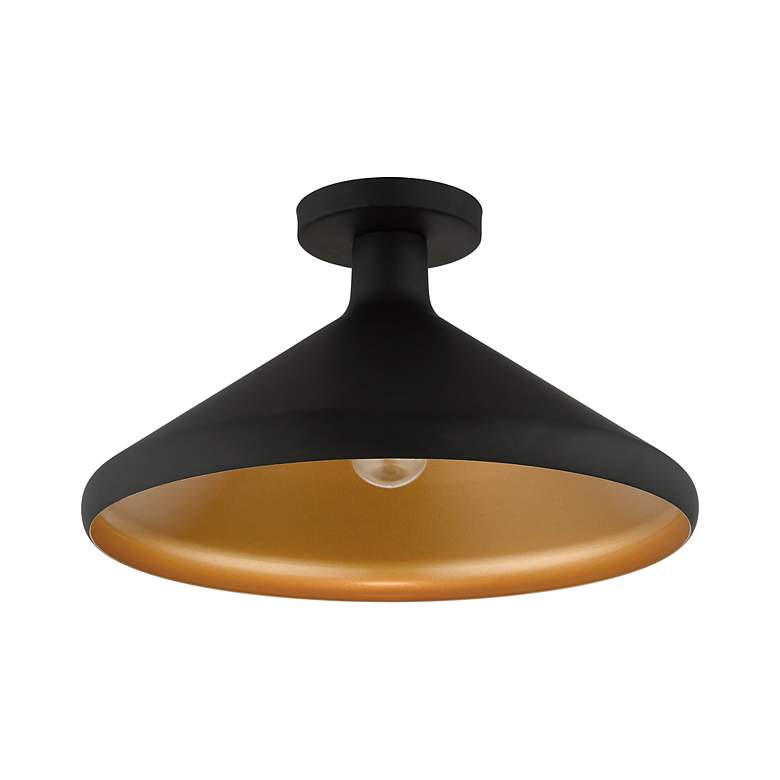 Image 3 Livex Geneva 15 1/4" Wide Modern Black Semi-Flush Mount Ceiling Light more views
