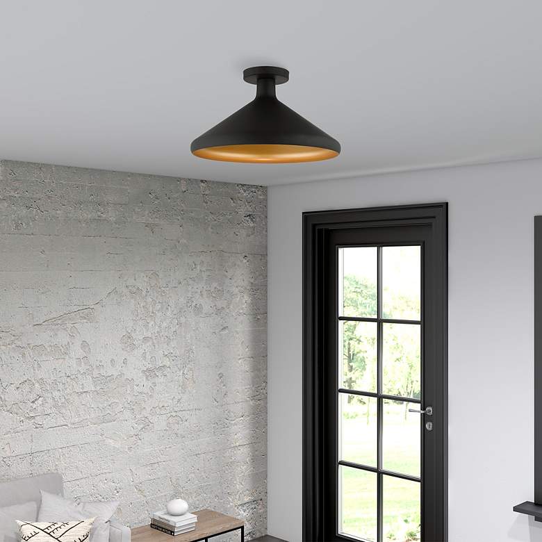 Image 7 Livex Geneva 15 1/4" Wide Modern Black Semi-Flush Mount Ceiling Light more views
