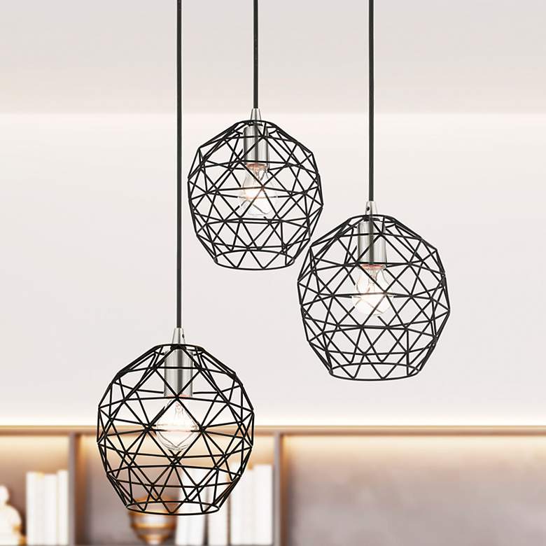 Image 1 Livex Geometrix 20" Wide 3-Light Black Finish Geometric Modern Pendant