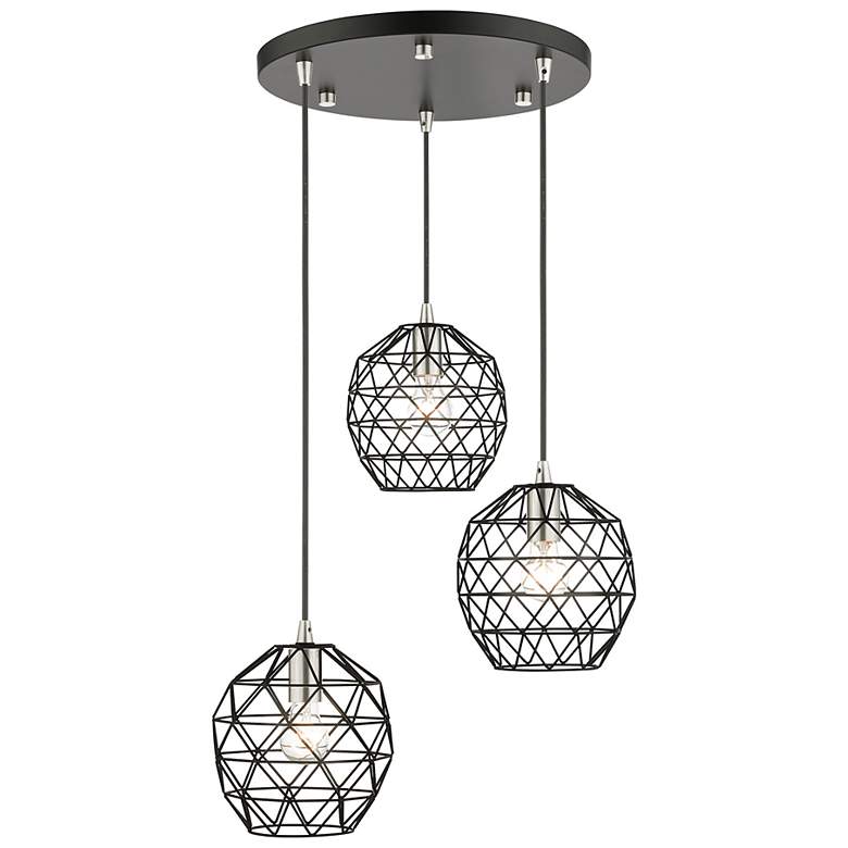 Image 3 Livex Geometrix 20" Wide 3-Light Black Finish Geometric Modern Pendant more views
