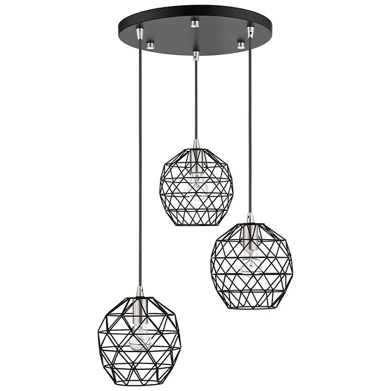 Image 4 Livex Geometrix 20" Wide 3-Light Black Finish Geometric Modern Pendant more views
