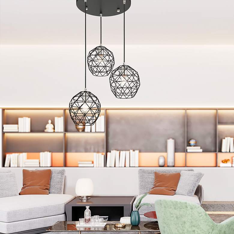 Image 7 Livex Geometrix 20" Wide 3-Light Black Finish Geometric Modern Pendant more views