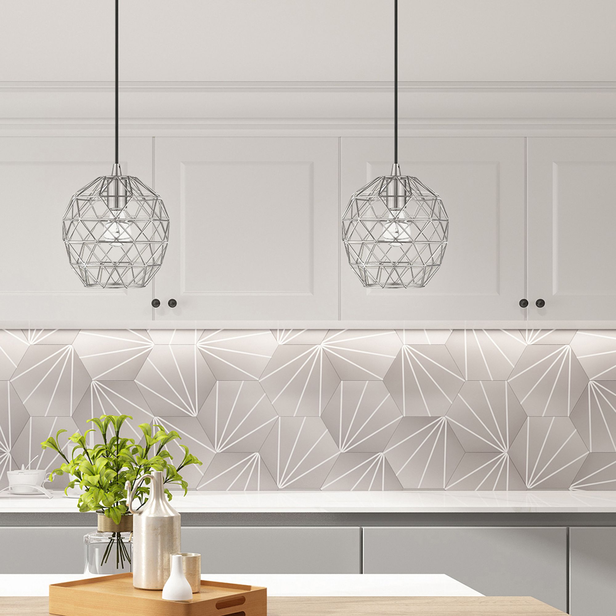 Livex Geometrix 8" Wide Brushed Nickel Mini Pendant