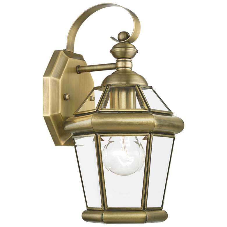 Image 1 Livex Georgetown 12" High Antique Brass Outdoor Wall Lantern