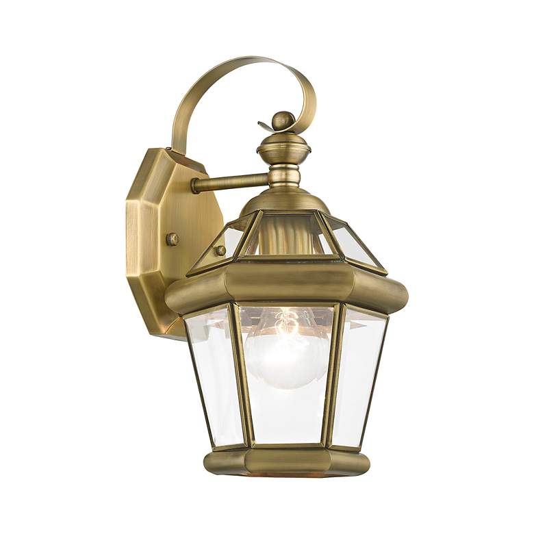 Image 5 Livex Georgetown 12" High Antique Brass Outdoor Wall Lantern more views