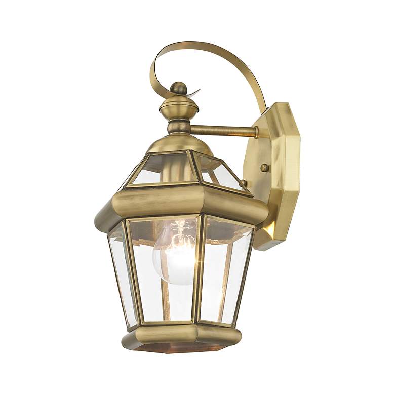 Image 7 Livex Georgetown 12" High Antique Brass Outdoor Wall Lantern more views