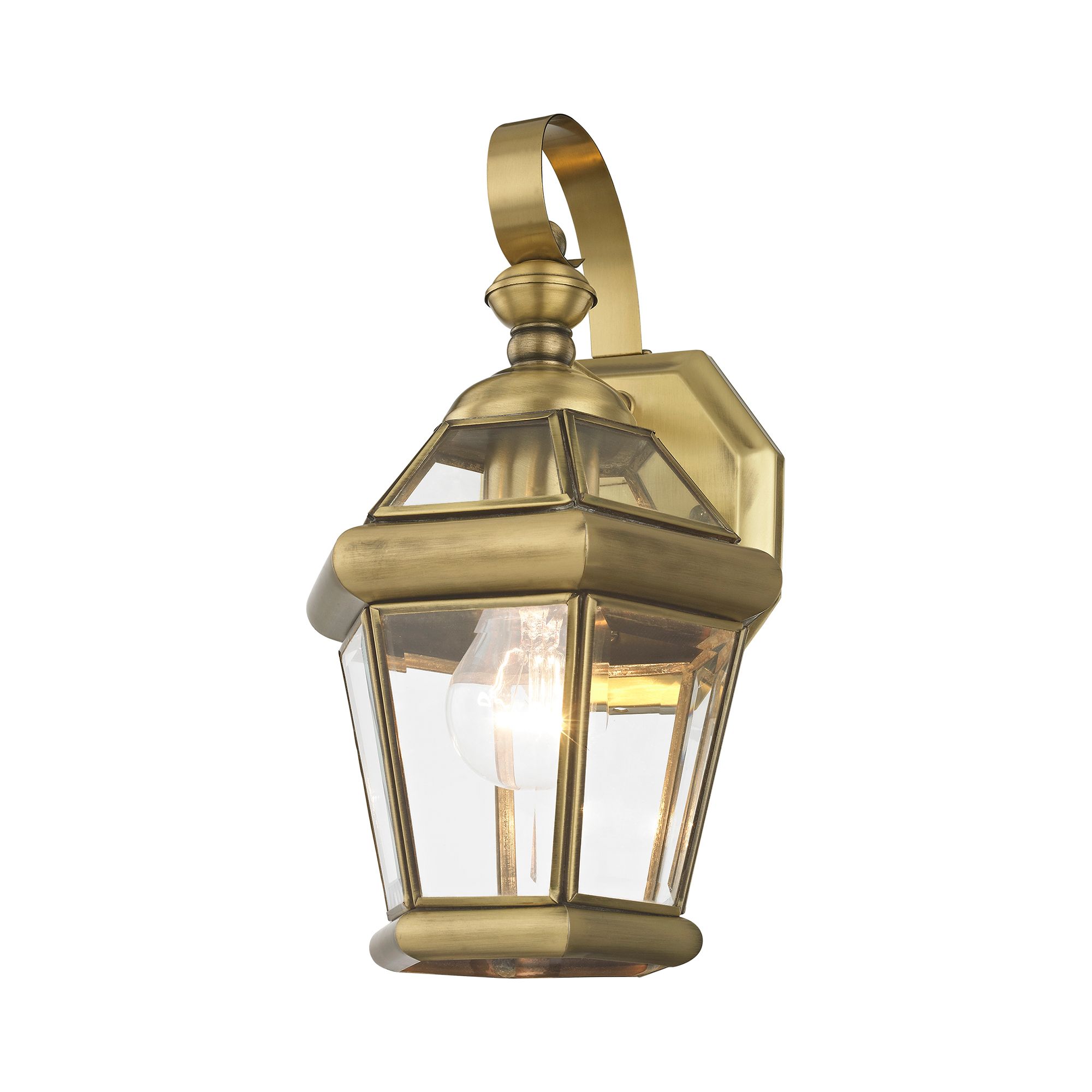 Livex Georgetown 12" High Antique Brass Outdoor Wall Lantern