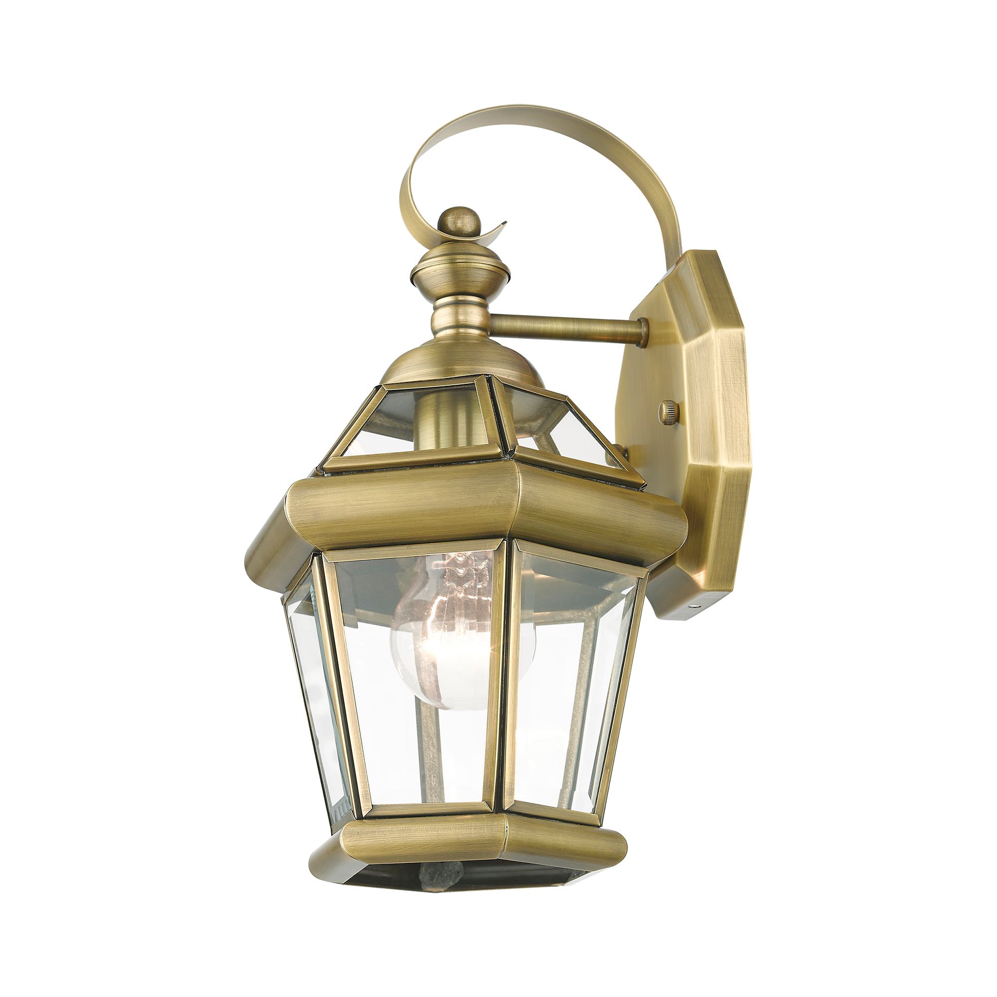 Livex Georgetown 12" High Antique Brass Outdoor Wall Lantern