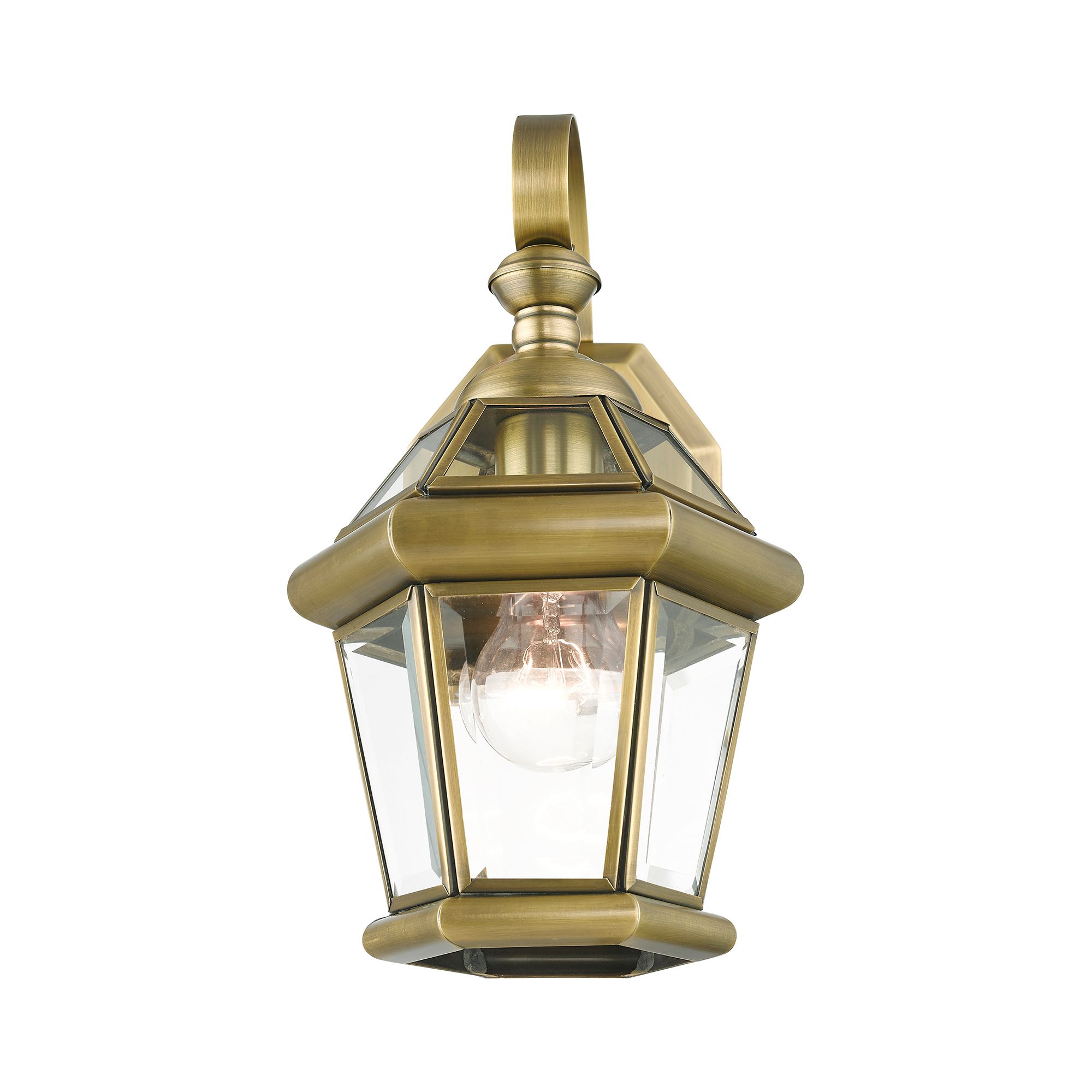 Livex Georgetown 12" High Antique Brass Outdoor Wall Lantern