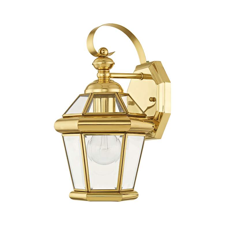Image 3 Livex Georgetown 12" High Polished Brass Finish Outdoor Wall Lantern more views