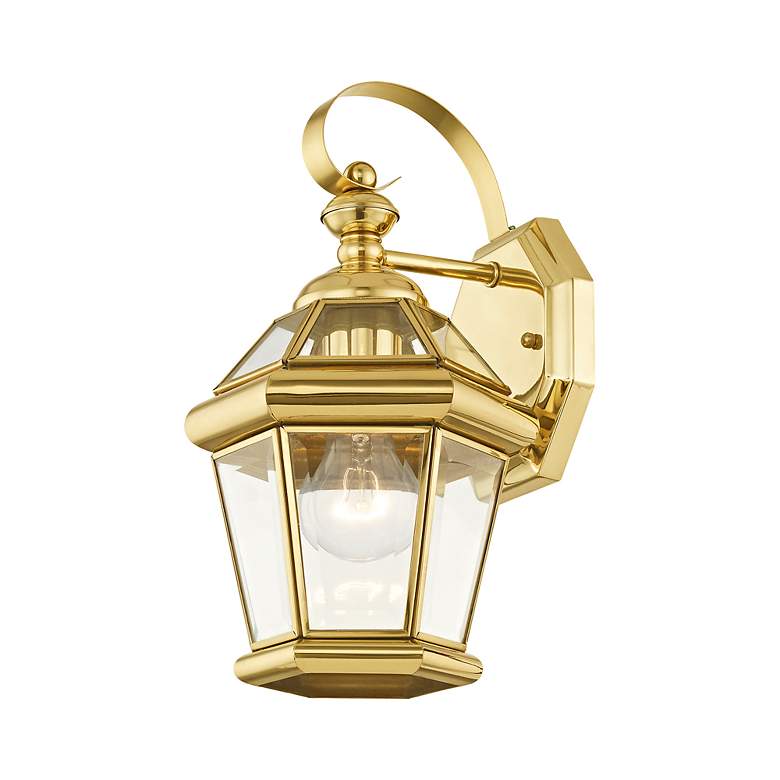 Image 4 Livex Georgetown 12" High Polished Brass Finish Outdoor Wall Lantern more views