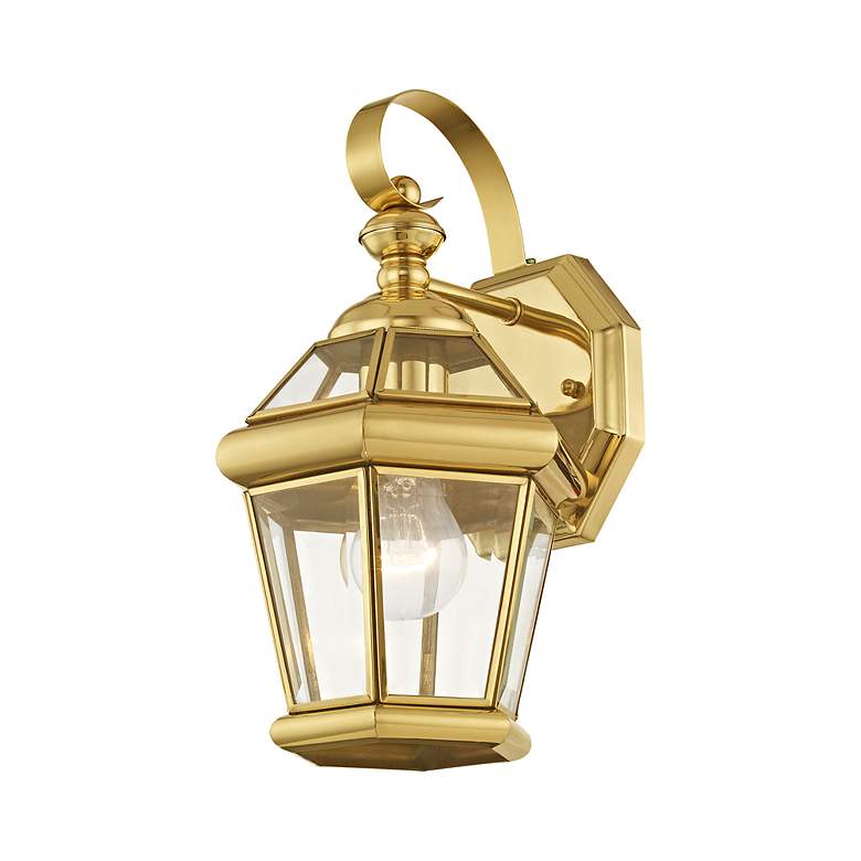 Image 6 Livex Georgetown 12" High Polished Brass Finish Outdoor Wall Lantern more views