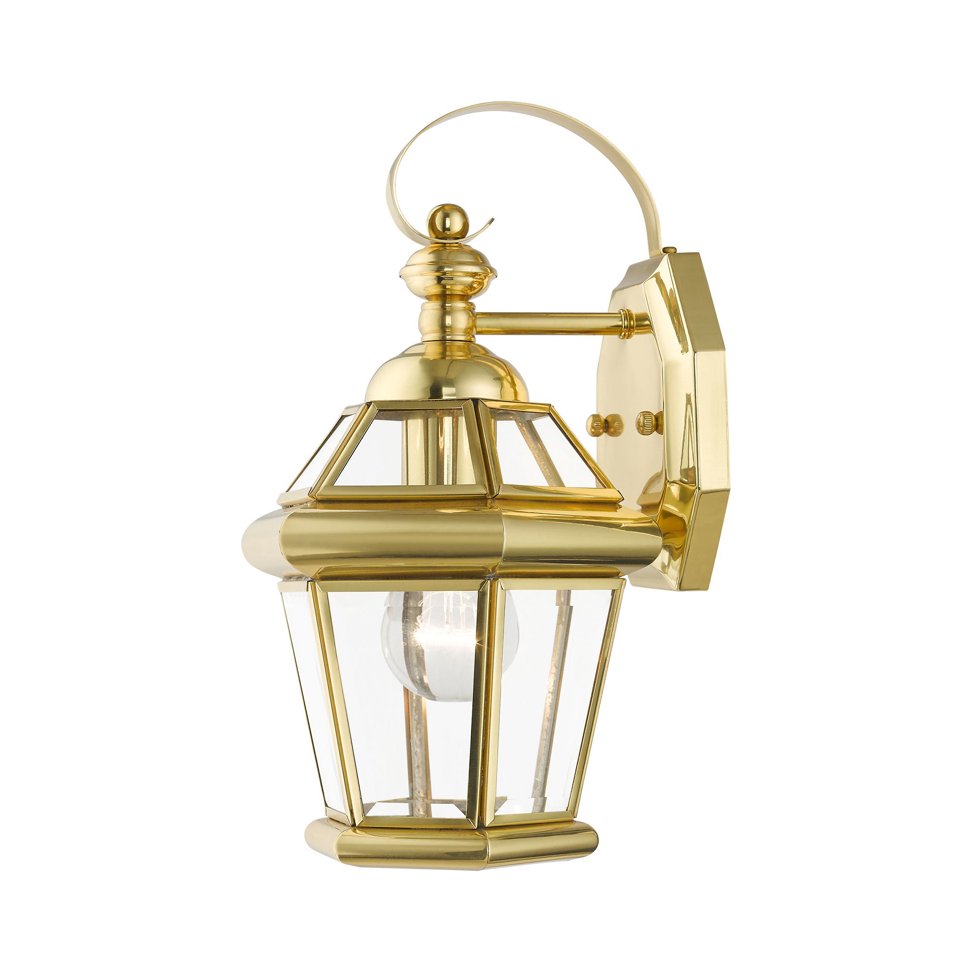 Livex Georgetown 12" High Polished Brass Finish Outdoor Wall Lantern