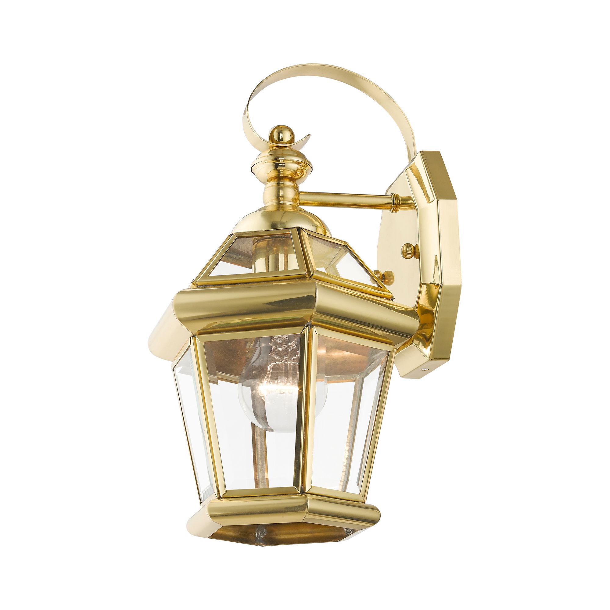 Livex Georgetown 12" High Polished Brass Finish Outdoor Wall Lantern