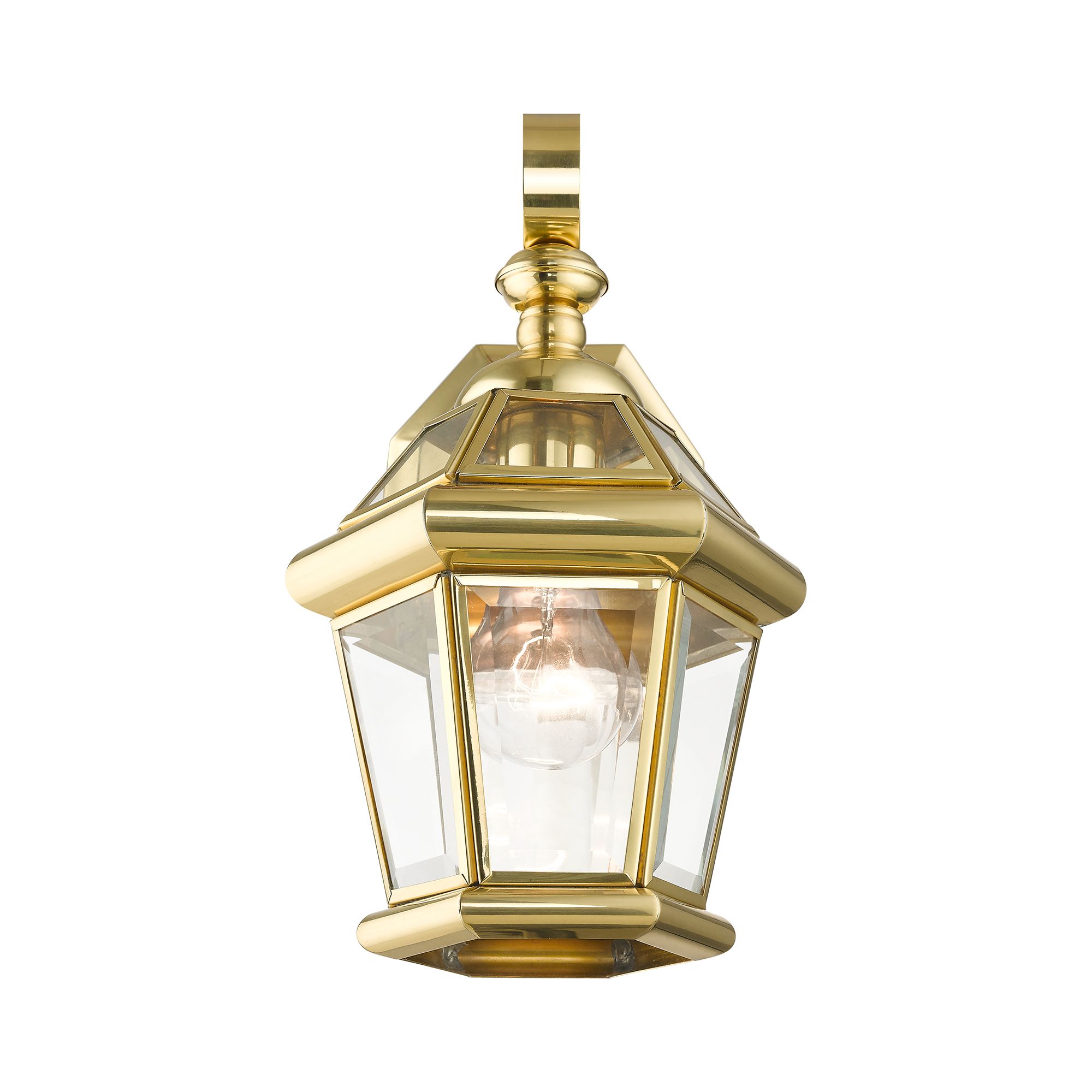 Livex Georgetown 12" High Polished Brass Finish Outdoor Wall Lantern