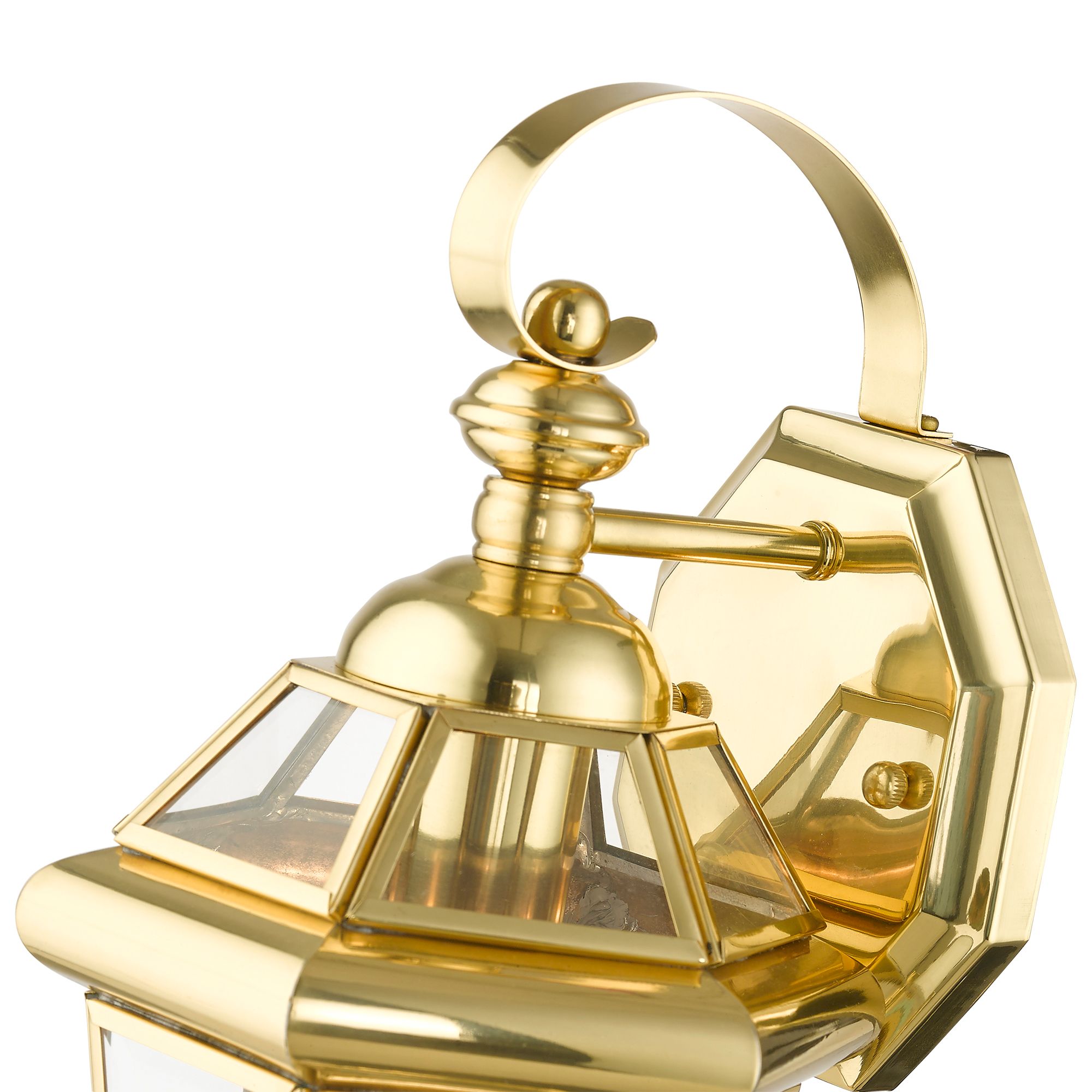 Livex Georgetown 12" High Polished Brass Finish Outdoor Wall Lantern