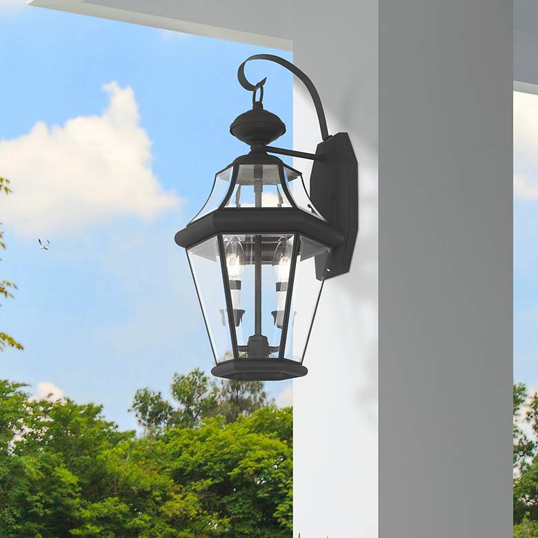 Image 1 Livex Georgetown 20 3/4"H Black 2-Light Outdoor Wall Light