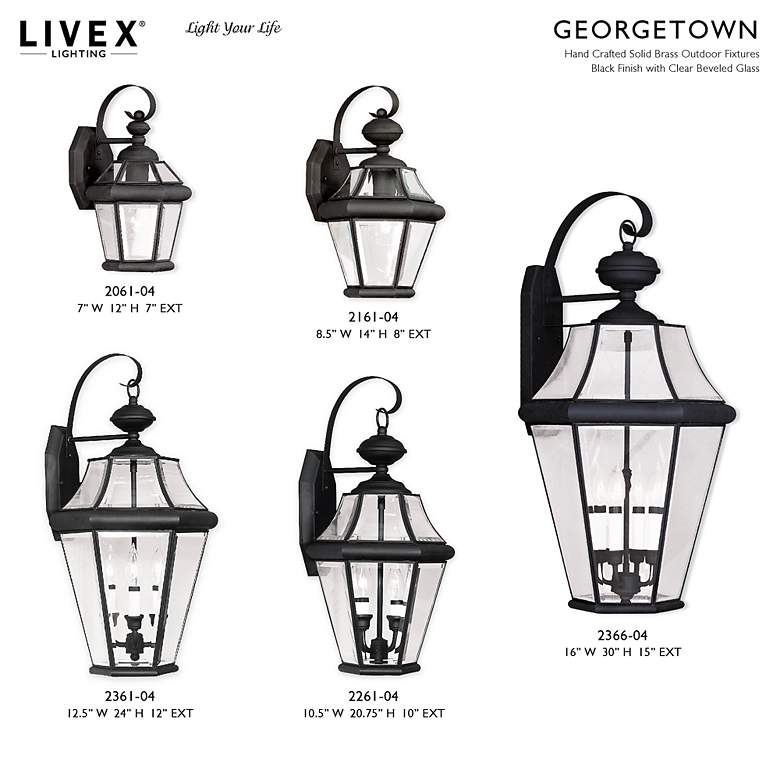 Image 7 Livex Georgetown 20 3/4"H Black 2-Light Outdoor Wall Light more views