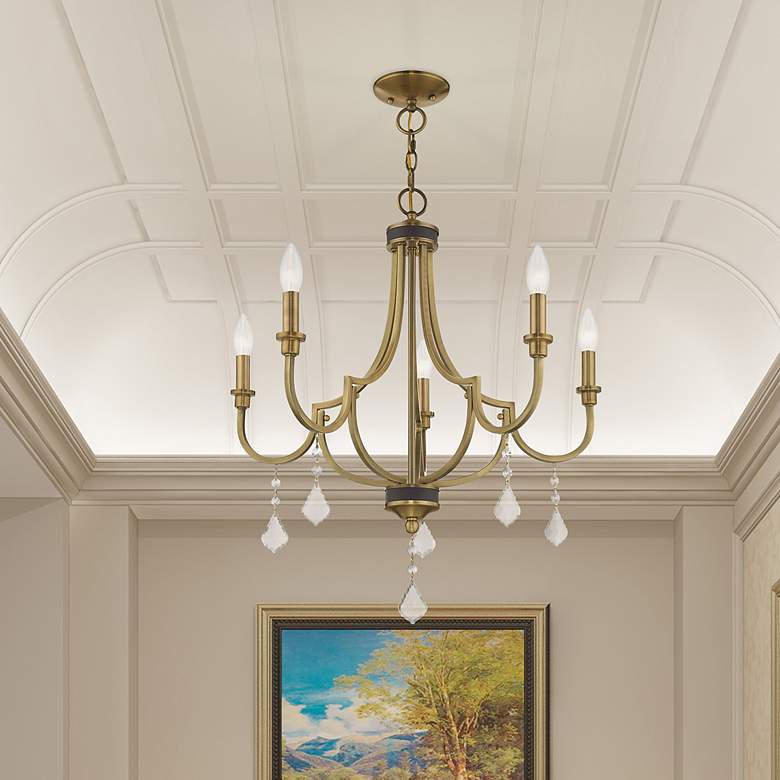 Image 1 Livex Glendale 24 1/2" Wide Antique Brass 5-Light Chandelier