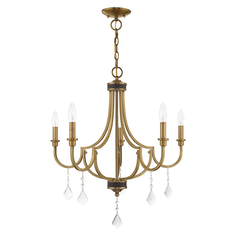 Image 4 Livex Glendale 24 1/2" Wide Antique Brass 5-Light Chandelier more views