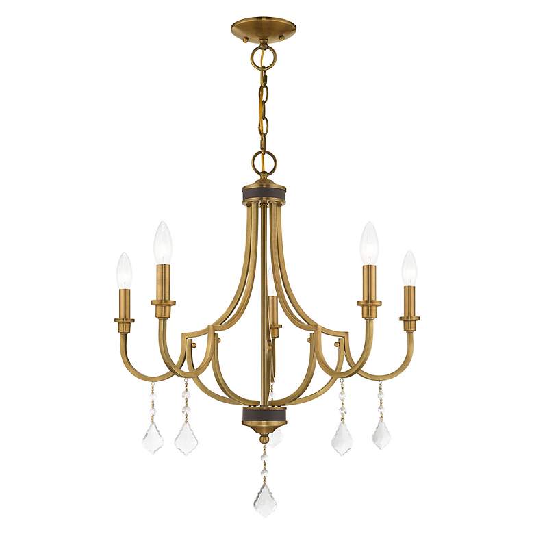 Image 5 Livex Glendale 24 1/2" Wide Antique Brass 5-Light Chandelier more views
