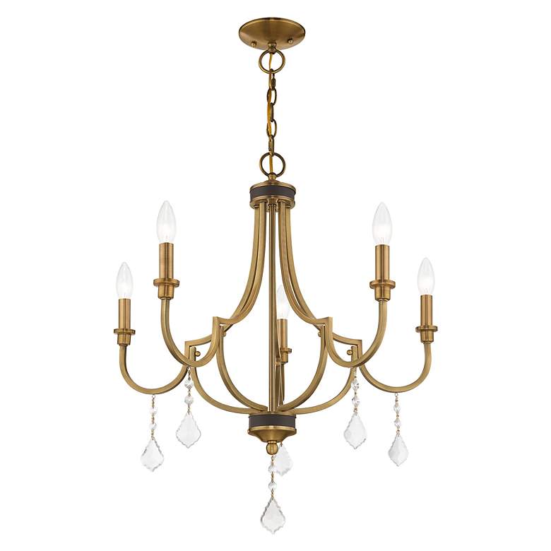 Image 6 Livex Glendale 24 1/2" Wide Antique Brass 5-Light Chandelier more views