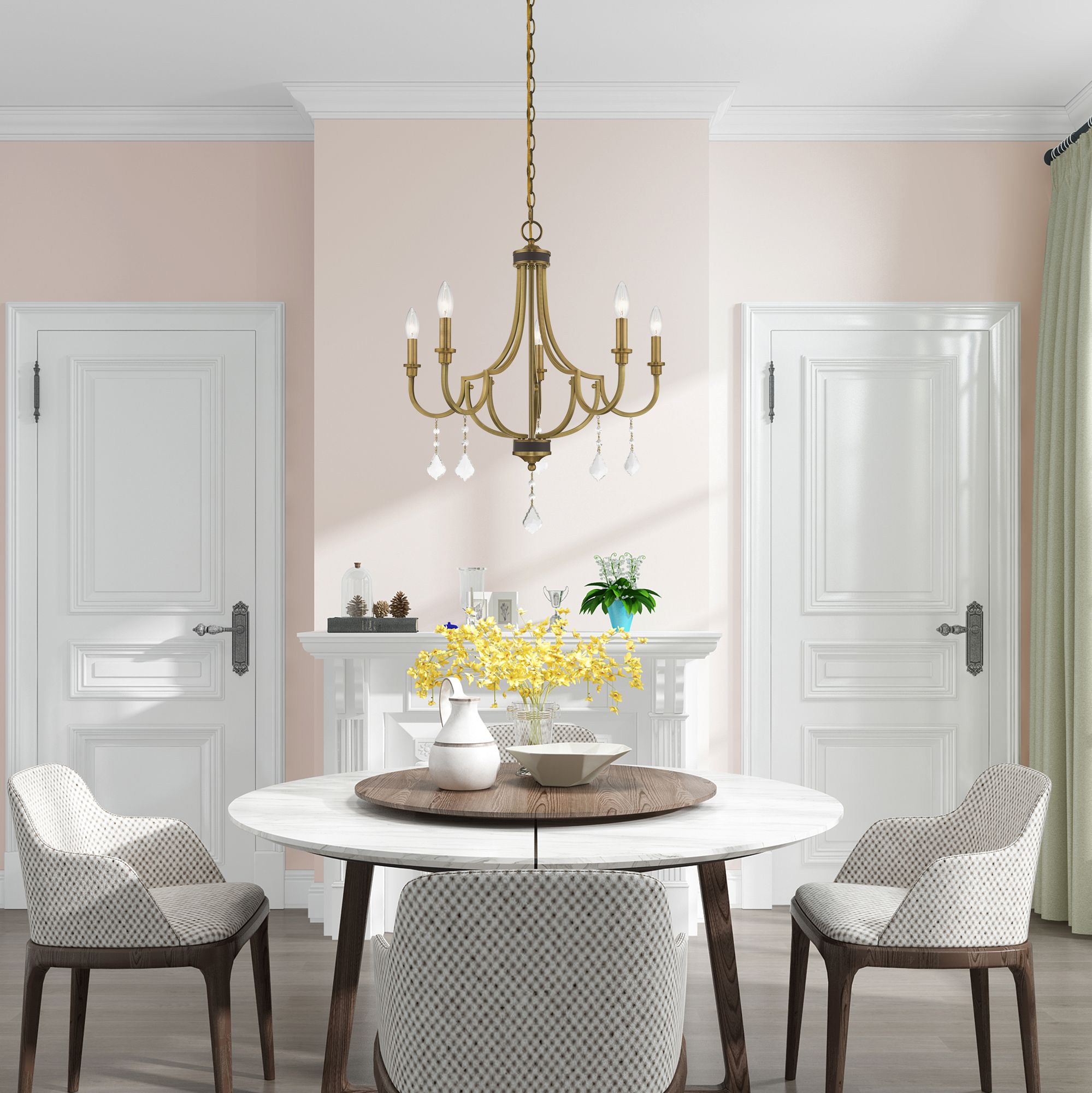 Livex Glendale 24 1/2" Wide Antique Brass 5-Light Chandelier